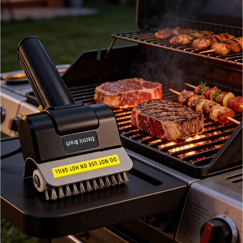 Handheld Electric BBQ Brush, Heavy-Duty Grease Cleaner for Grill Grates