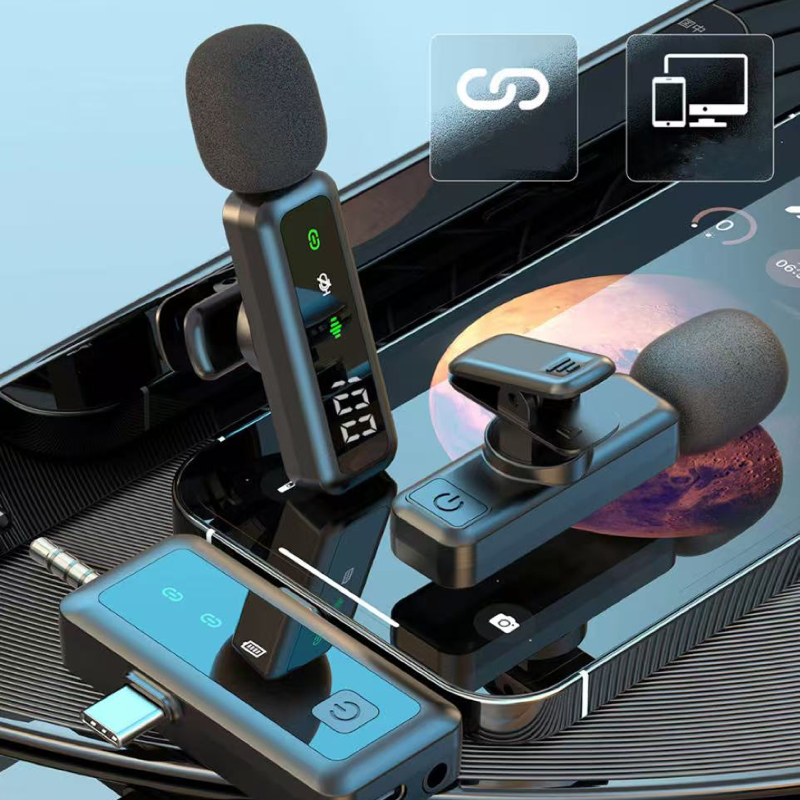 New Wireless Lavalier Microphone ，Portable Mini Mic for Outdoor, Live Streaming, Mobile & Computer, Bluetooth Audio Recording