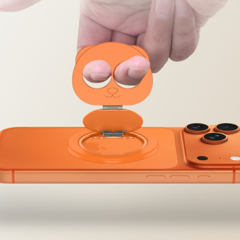 Magnetic double-folding rotating stand, adjustable ring buckle portable phone holder