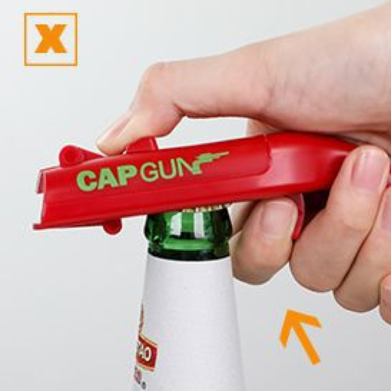 Bottle opener, bottle cap launcher, novelty toy