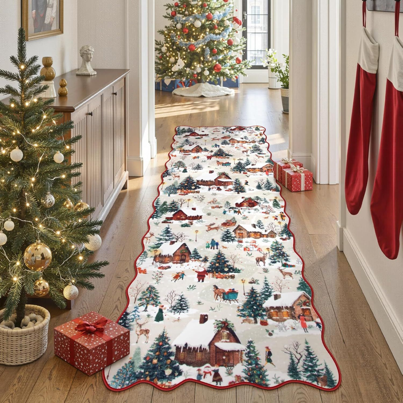 Christmas-themed rug, 60x180cm, crystal velvet surface
